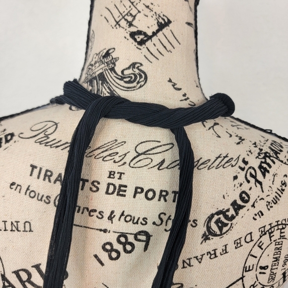 Bebe Halter Top Small 100% Silk Embellished Belted Open Back Black - Picture 5 of 8